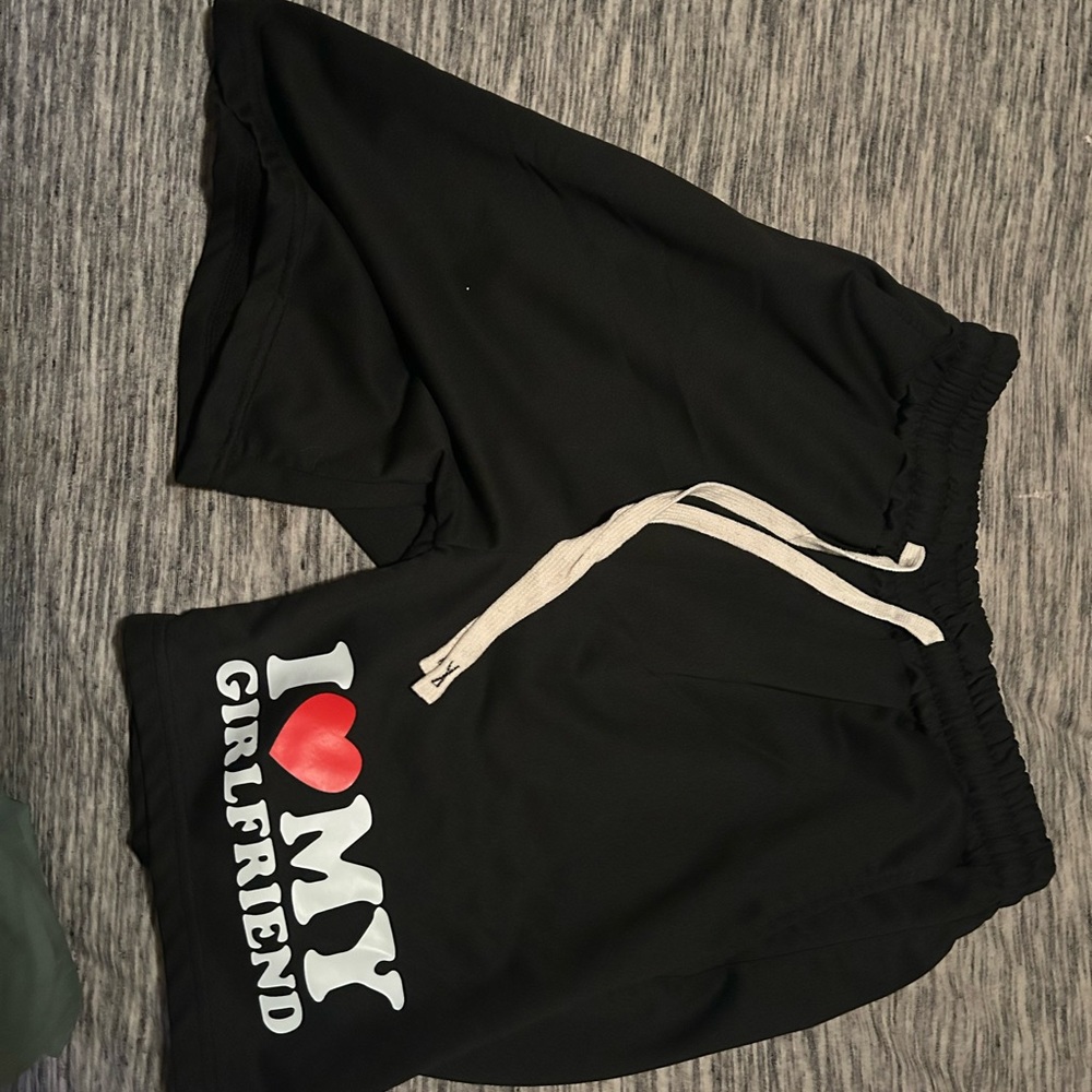 Black 'I Love My Girlfriend' Shorts